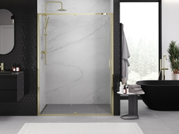 Mexen Exo-R porte de douche pivotante 145 cm, transparente, dorée - 819-145-000-50-00