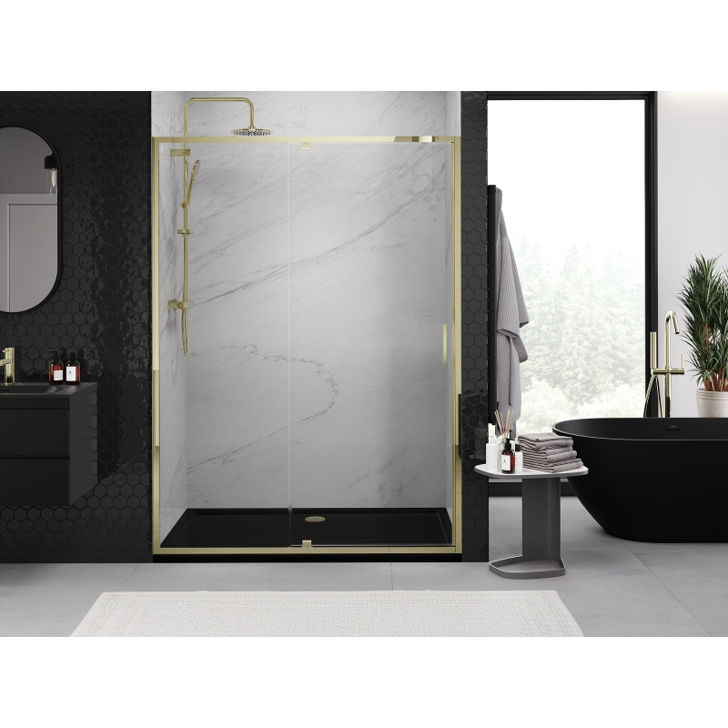 Mexen Exo-R porte de douche pivotante 145 cm, transparente, dorée - 819-145-000-50-00