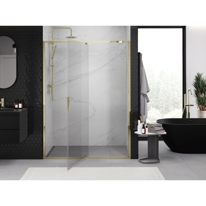 Mexen Exo-R porte de douche pivotante 145 cm, transparente, dorée - 819-145-000-50-00