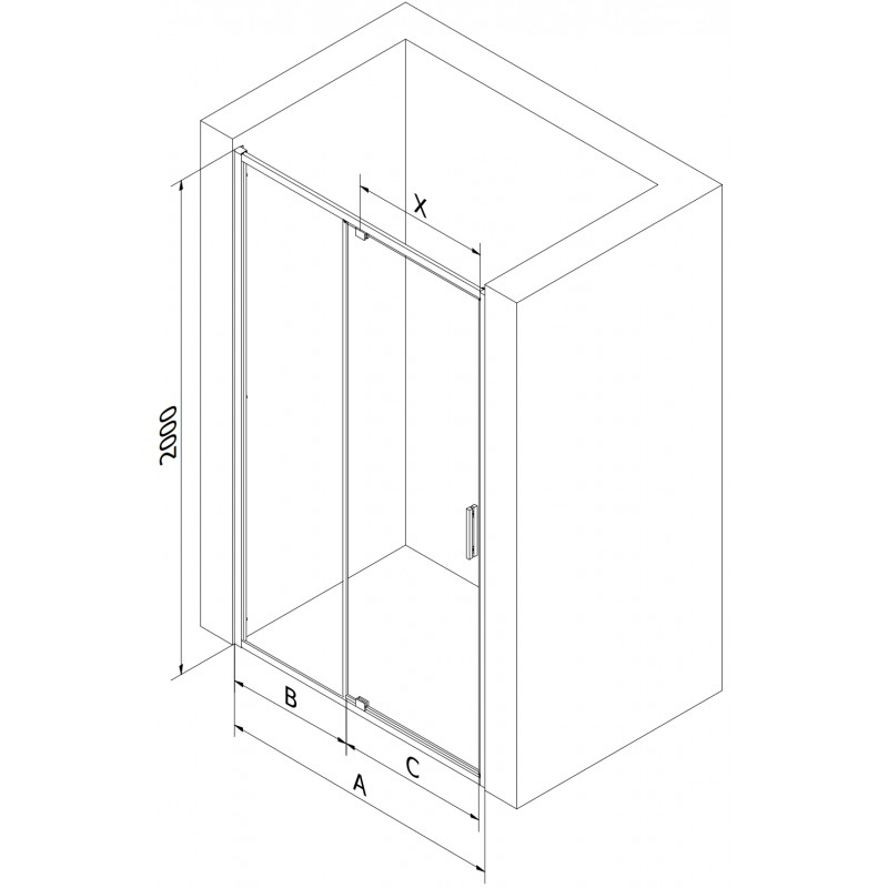 Mexen Exo porte de douche pivotante 160 cm, transparent, doré - 819-160-000-50-00