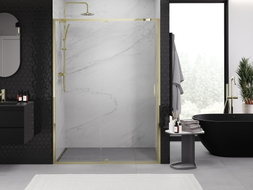 Mexen Exo-R porte de douche pivotante 160 cm, transparente, dorée - 819-160-000-50-00