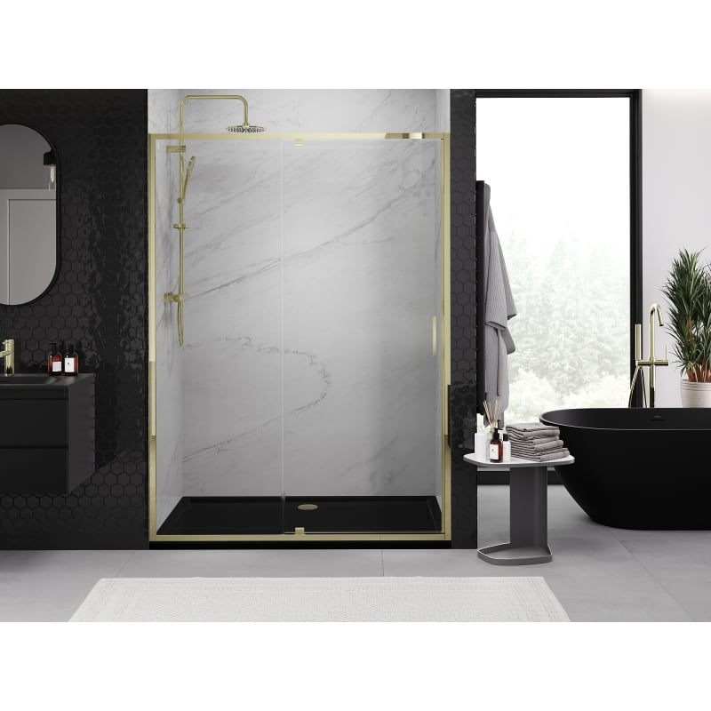 Mexen Exo porte de douche pivotante 160 cm, transparent, doré - 819-160-000-50-00