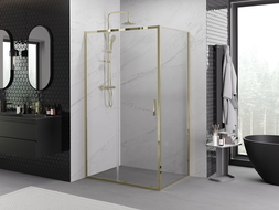 Cabine de douche coulissante Mexen Exo 140 x 100 cm, transparent, dorée - 8151-140-100-50-00