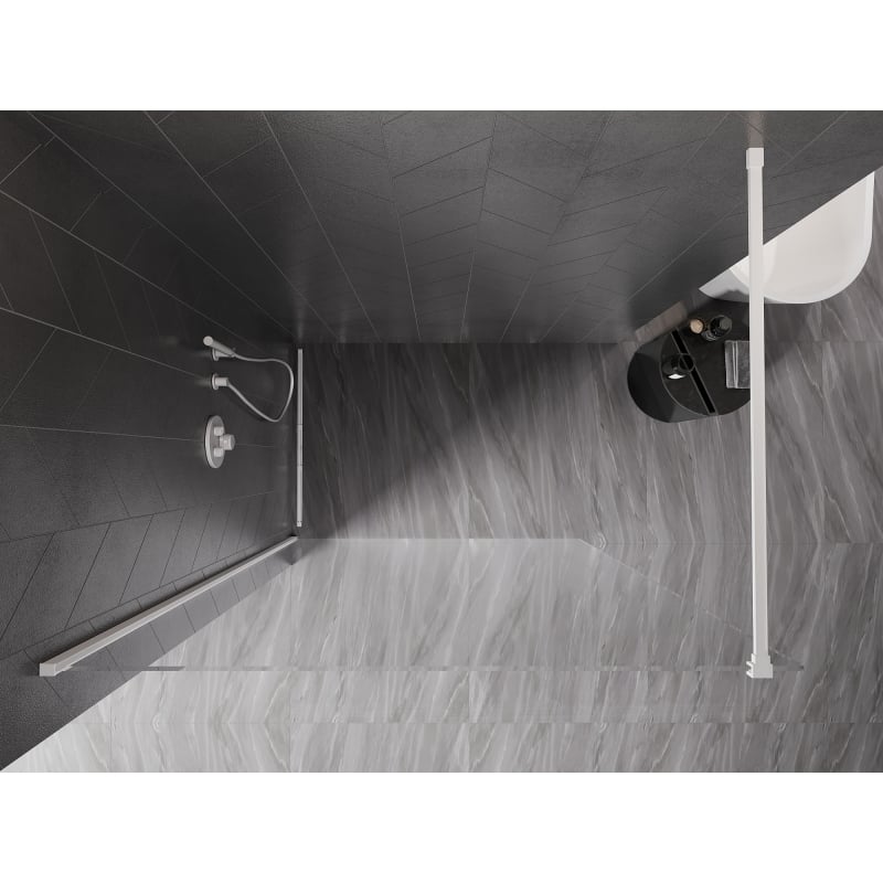 Mexen Kioto-X paroi de douche Walk-in 60 x 200 cm, transparent 10 mm, blanc - 800-060-101-20-00-X