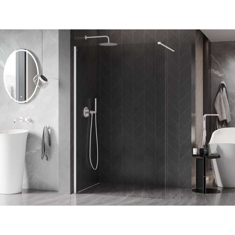 Mexen Kioto-X paroi de douche Walk-in 120 x 200 cm, transparent 10 mm, blanc - 800-120-101-20-00-X