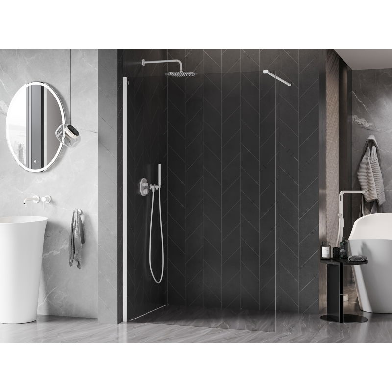 Mexen Kioto-X paroi de douche Walk-in 160 x 200 cm, transparent 10 mm, blanche - 800-160-101-20-00-X