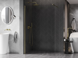 Mexen Kioto-X paroi de douche Walk-in 70 x 200 cm, transparent 10 mm, doré - 800-070-101-50-00-X