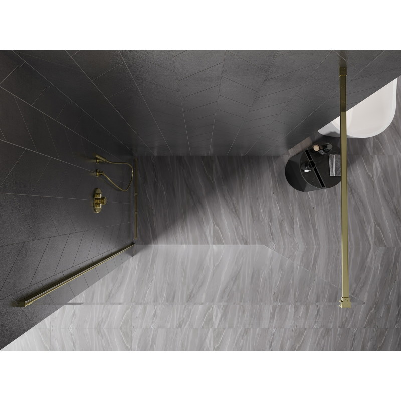 Mexen Kioto-X paroi de douche Walk-in 90 x 200 cm, transparent 10 mm, or - 800-090-101-50-00-X