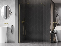 Mexen Kioto-X paroi de douche Walk-in 160 x 200 cm, transparent 10 mm, dorée - 800-160-101-50-00-X