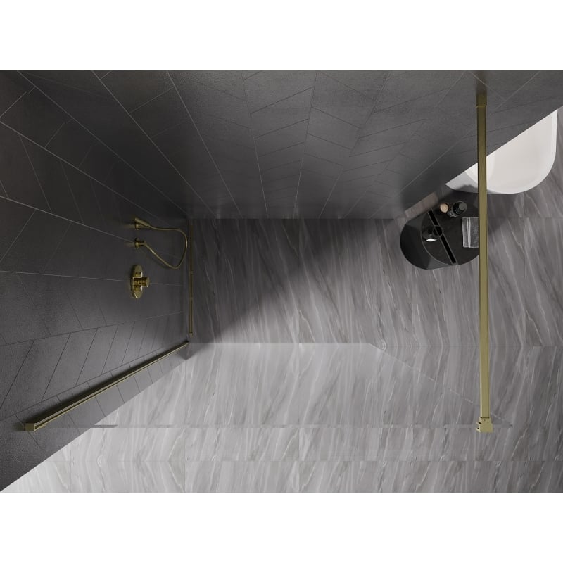 Mexen Kioto-X paroi de douche Walk-in 70 x 200 cm, transparent 10 mm, or brossé - 800-070-101-55-00-X