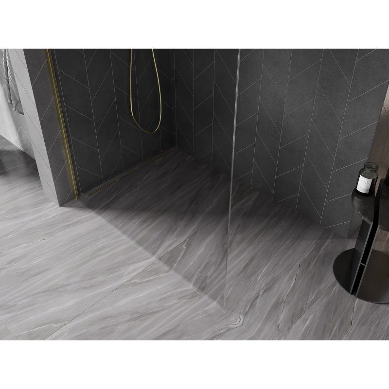 Mexen Kioto-X paroi de douche Walk-in 100 x 200 cm, transparent 10 mm, or brossé - 800-100-101-55-00-X