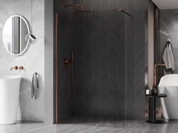 Paroi de douche Mexen Kioto-X Walk-in 70 x 200 cm, transparente 10 mm, or rose - 800-070-101-60-00-X