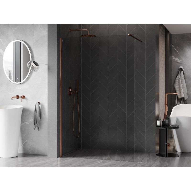 Mexen Kioto-X paroi de douche Walk-in 90 x 200 cm, transparent 10 mm, or rose - 800-090-101-60-00-X
