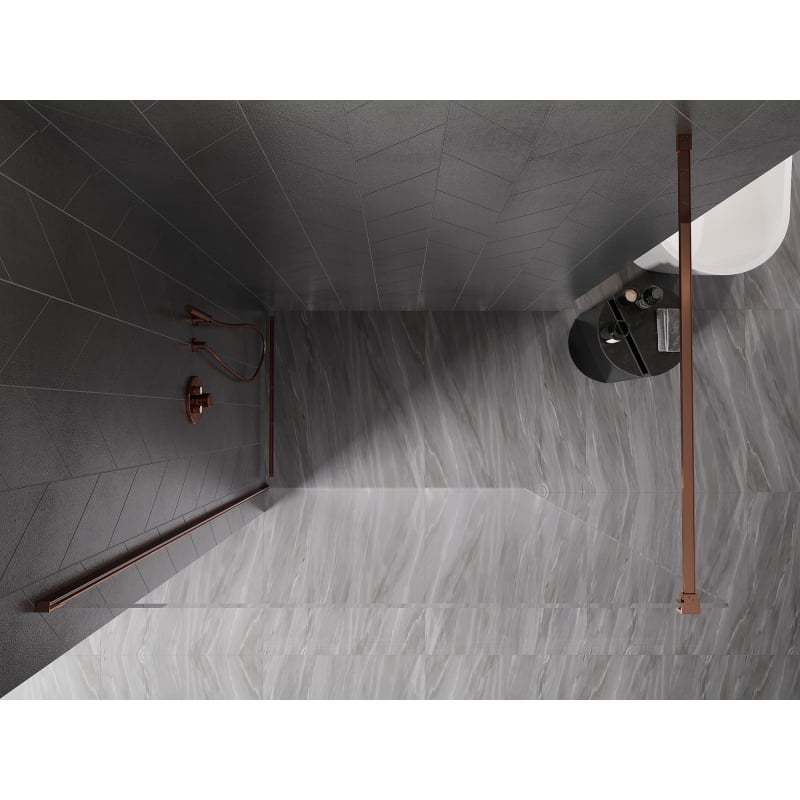 Mexen Kioto-X paroi de douche Walk-in 160 x 200 cm, transparent 10 mm, or rose - 800-160-101-60-00-X
