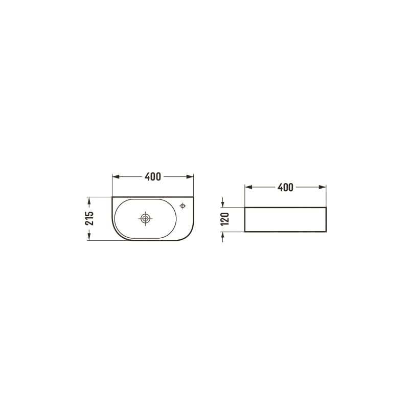 Mexen Viera lavabo sur plan gauche 40 x 21 cm, gris clair mat - 21274061L