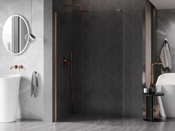Mexen Kioto-X paroi de douche Walk-in 70 x 200 cm, transparent 10 mm, cuivre brossé - 800-070-101-65-00-X