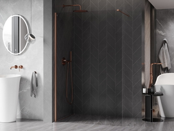 Mexen Kioto-X paroi de douche Walk-in 90 x 200 cm, transparent 10 mm, cuivre brossé - 800-090-101-65-00-X