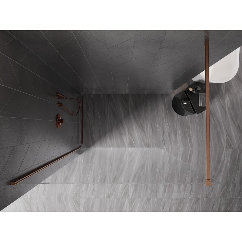 Mexen Kioto-X paroi de douche Walk-in 90 x 200 cm, transparent 10 mm, cuivre brossé - 800-090-101-65-00-X