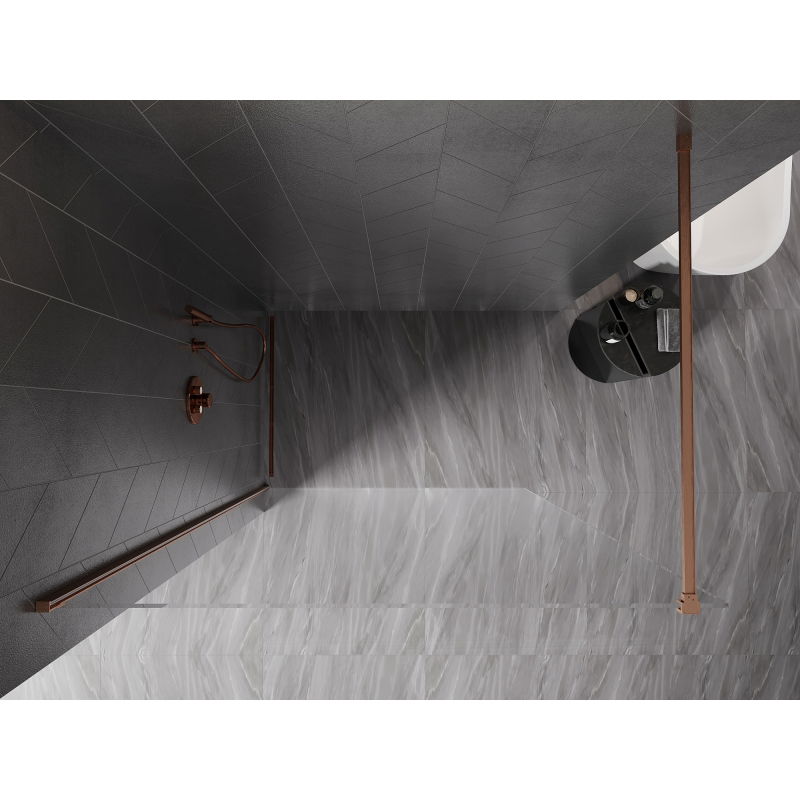 Mexen Kioto-X Panneau de douche Walk-in 120 x 200 cm, transparent 10 mm, cuivre brossé - 800-120-101-65-00-X