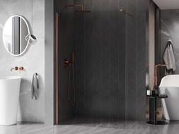 Mexen Kioto-X paroi de douche Walk-in 150 x 200 cm, transparent 10 mm, cuivre brossé - 800-150-101-65-00-X