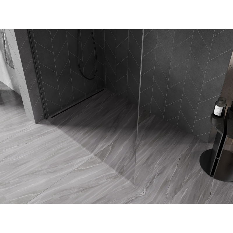 Mexen Kioto-X paroi de douche Walk-in 80 x 200 cm, transparent 10 mm, gris fusil brossé - 800-080-101-66-00-X