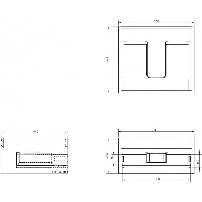 Mexen Box-A caisson de meuble sous-vasque 50 cm, 1 tiroir, blanc mat - 91AX0-0500-235-1-01