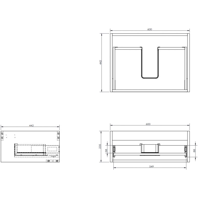 Mexen Box-A corps de meuble sous-lavabo 60 cm, 1 tiroir, noir mat - 91AX0-0600-235-1-71
