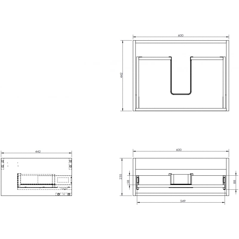Mexen Box-A corps de meuble sous lavabo 60 cm, 1 tiroir, chêne - 91AX0-0600-235-1-81