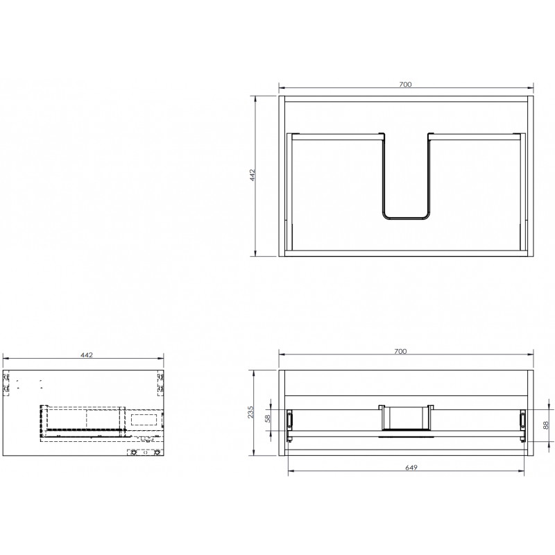 Mexen Box-A corps d'armoire sous lavabo 70 cm, 1 tiroir, gris mat - 91AX0-0700-235-1-62