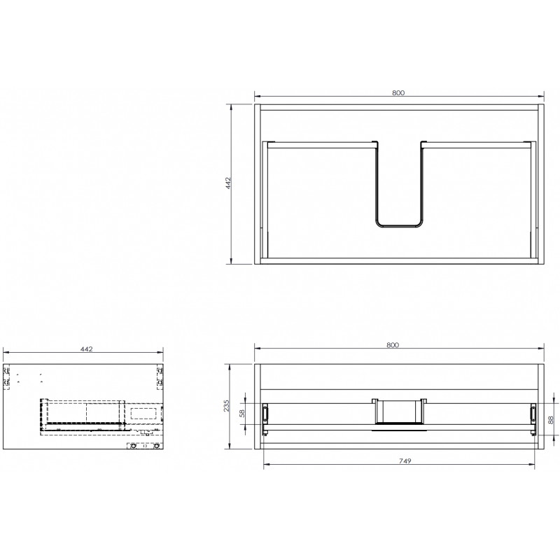 Mexen Box-A corps de meuble sous-lavabo 80 cm, 1 tiroir, noir mat - 91AX0-0800-235-1-71