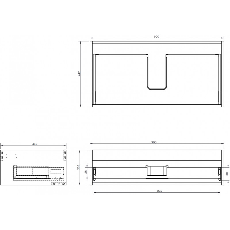 Mexen Box-A corps de meuble sous-lavabo 90 cm, 1 tiroir, blanc brillant - 91AX0-0900-235-1-00