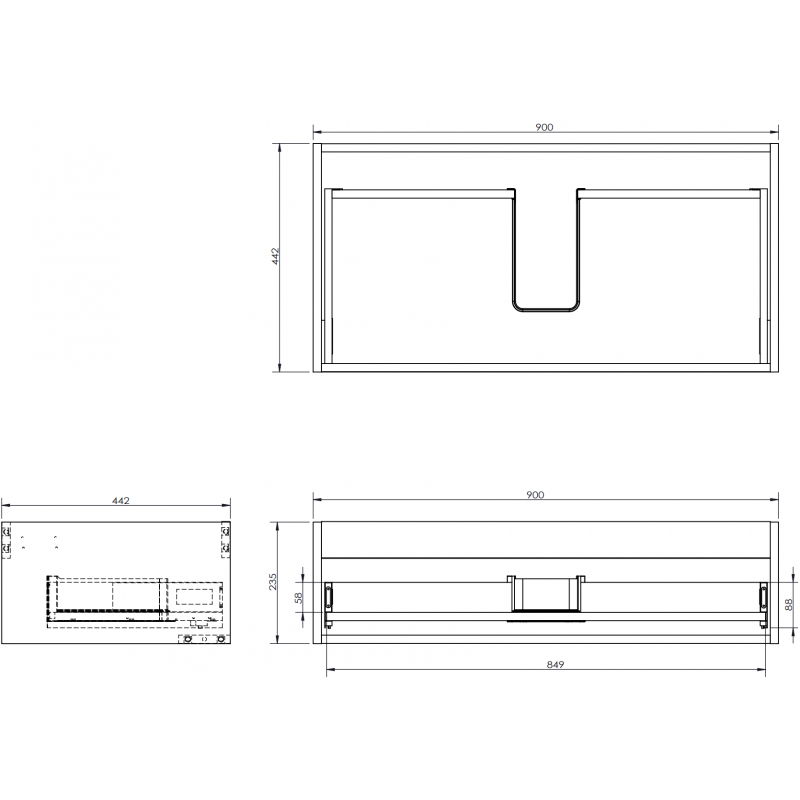 Mexen Box-A caisson de meuble sous-lavabo 90 cm, 1 tiroir, noyer - 91AX0-0900-235-1-86