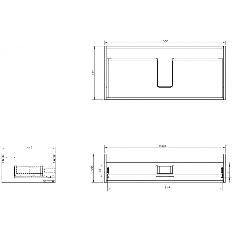 Mexen Box-A corps d'armoire sous-lavabo 100 cm, 1 tiroir, blanc mat - 91AX0-1000-235-1-01