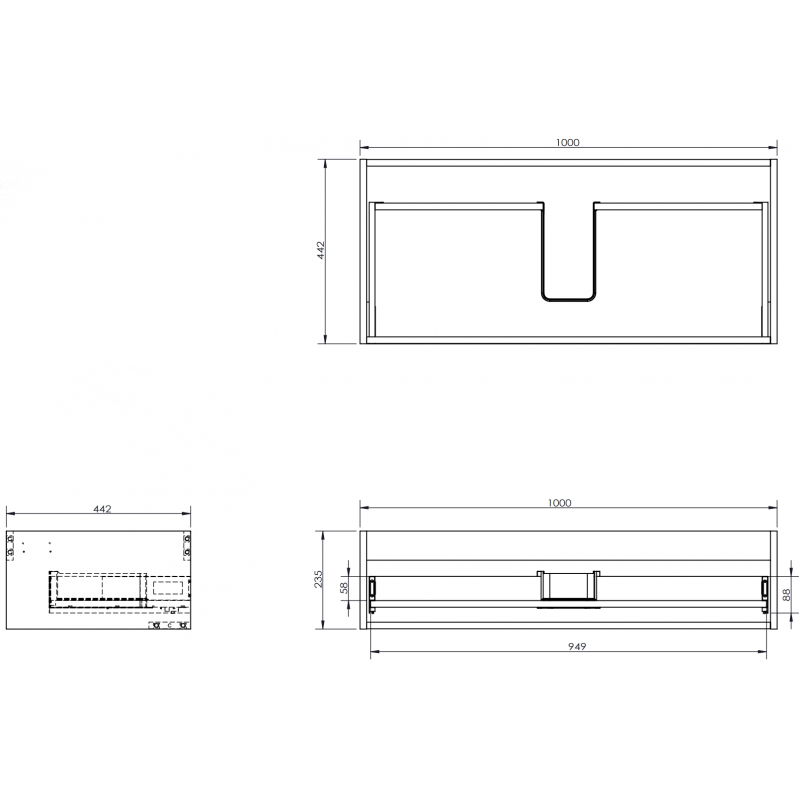 Mexen Box-A corps de meuble sous-lavabo 100 cm, 1 tiroir, gris mat - 91AX0-1000-235-1-62