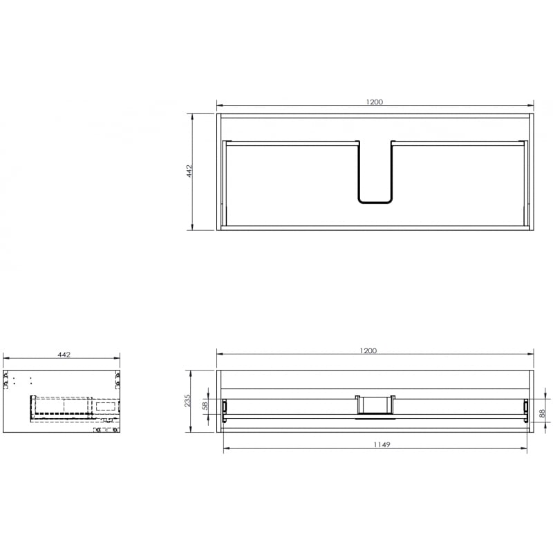 Mexen Box-A corps de l'armoire sous le lavabo 120 cm, 1 tiroir, noir mat - 91AX0-1200-235-1-71