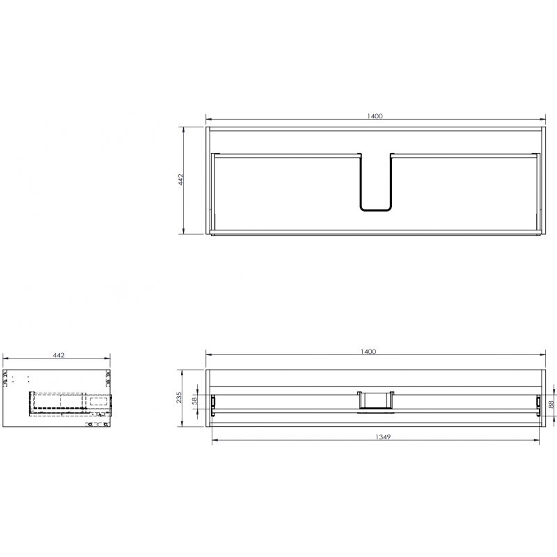 Mexen Box-A corps de meuble sous-lavabo 140 cm, 1 tiroir, noir mat - 91AX0-1400-235-1-71