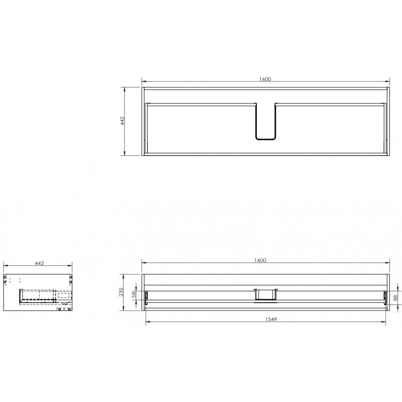 Mexen Box-A boîtier de meuble sous-lavabo 160 cm, 1 tiroir, chêne - 91AX0-1600-235-1-81