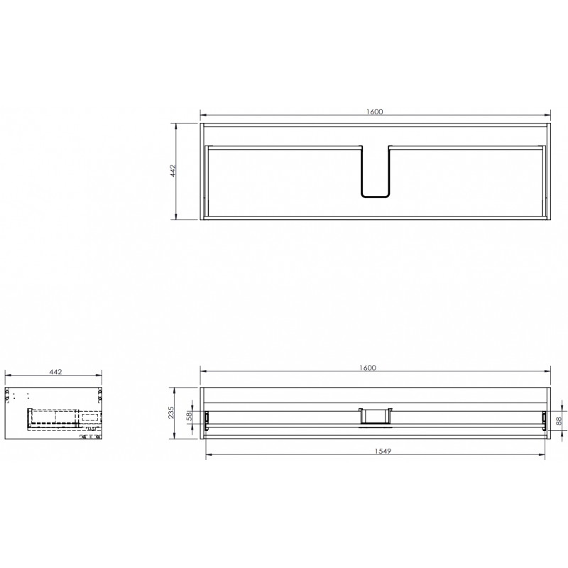 Mexen Box-A corps de meuble sous-lavabo 160 cm, 1 tiroir, noyer - 91AX0-1600-235-1-86
