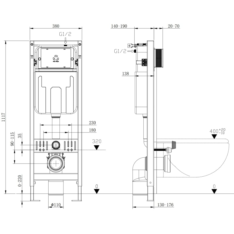 Mexen Fenix W cadre de montage encastré pour WC - 60105