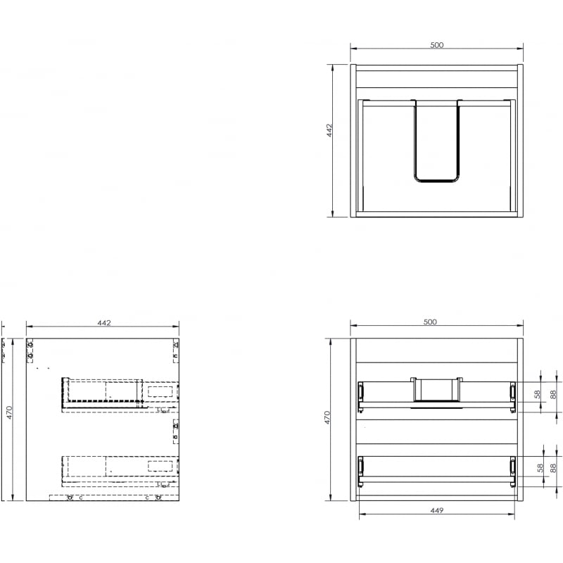 Mexen Box-A corps du meuble sous-vasque 50 cm, 2 tiroirs, blanc mat - 91AX0-0500-470-2-01