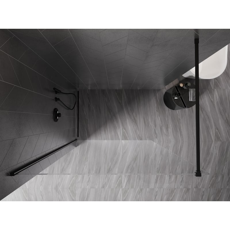 Mexen Kioto-X Paroi de douche Walk-in 50 x 200 cm, transparent 10 mm, noir - 800-050-101-70-00-X