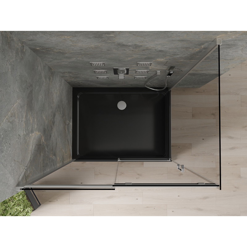 Mexen Omega cabine de douche coulissante 100 x 80 cm, graphite, chrome + receveur plat, noir - 825-100-080-01-40-4070