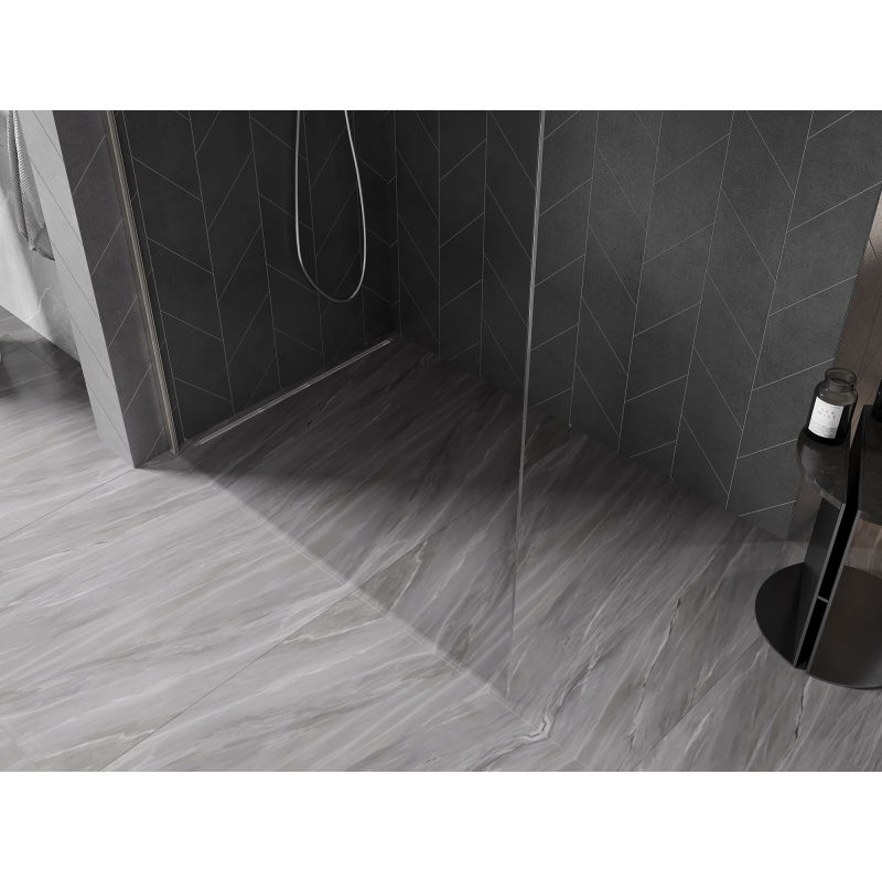Mexen Kioto-X paroi de douche Walk-in 140 x 200 cm, transparent 10 mm, nickel brossé - 800-140-101-97-00-X
