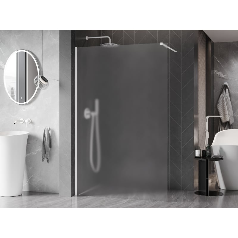 Mexen Kioto-X paroi de douche Walk-in 80 x 200 cm, givré 10 mm, blanc - 800-080-101-20-30-X