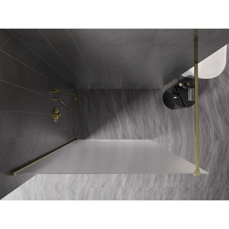 Mexen Kioto-X paroi de douche Walk-in 50 x 200 cm, givre 10 mm, or - 800-050-101-50-30-X
