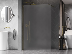 Paroi de douche Mexen Kioto-X Walk-in 140 x 200 cm, givré 10 mm, or - 800-140-101-50-30-X