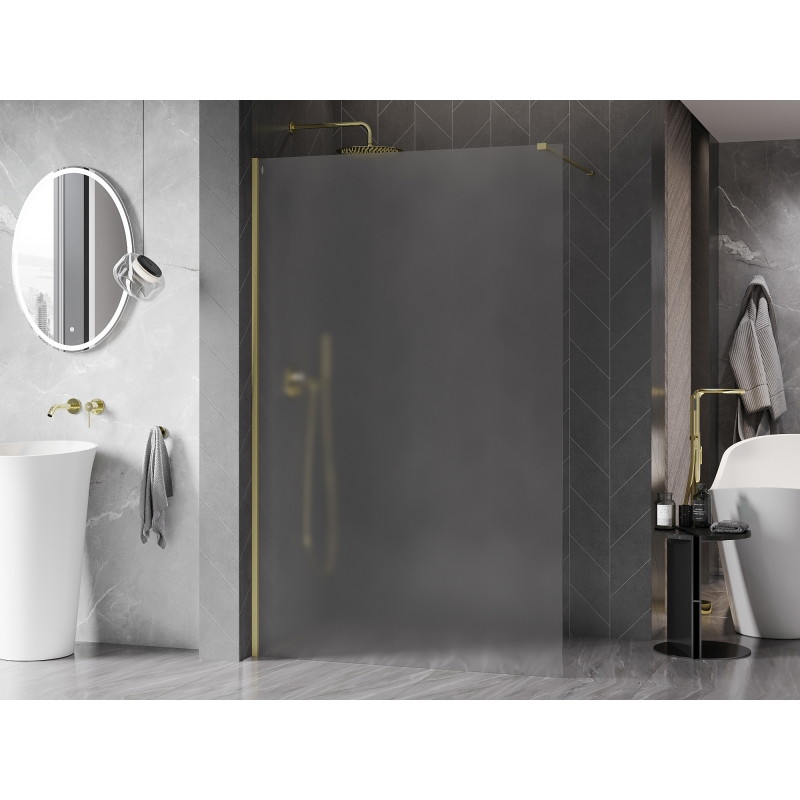 Mexen Kioto-X paroi de douche Walk-in 90 x 200 cm, givre 10 mm, or brossé - 800-090-101-55-30-X