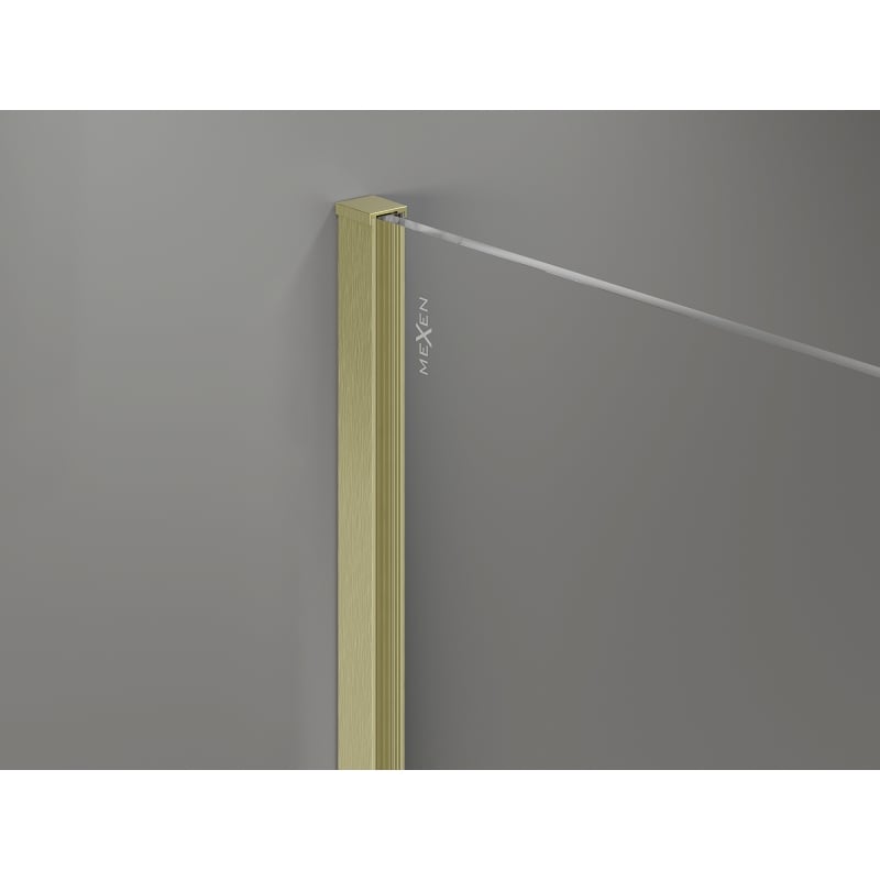 Mexen Kioto-X paroi de douche Walk-in 90 x 200 cm, givre 10 mm, or brossé - 800-090-101-55-30-X