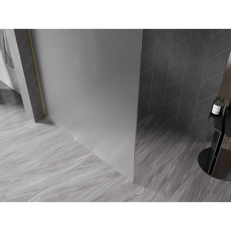 Mexen Kioto-X paroi de douche Walk-in 100 x 200 cm, givré 10 mm, or brossé - 800-100-101-55-30-X