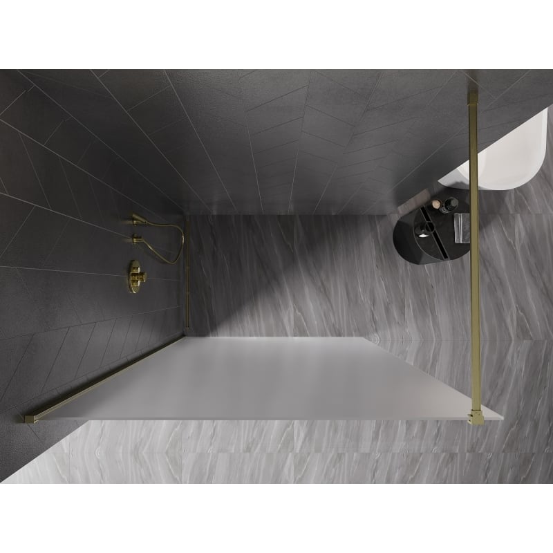 Mexen Kioto-X paroi de douche Walk-in 100 x 200 cm, givré 10 mm, or brossé - 800-100-101-55-30-X